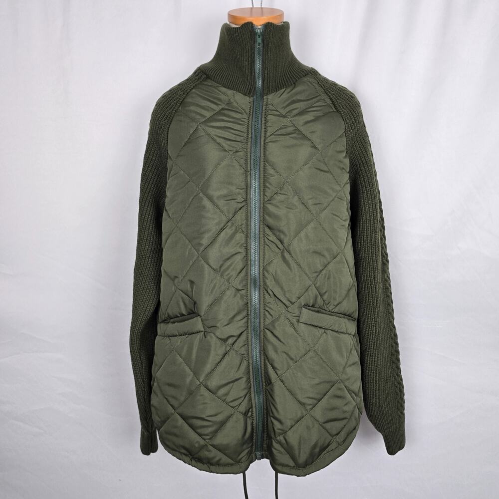 Quilted Mock Neck Unbranded Jacket Women's Small Green Full Zip Up Pockets NWOT